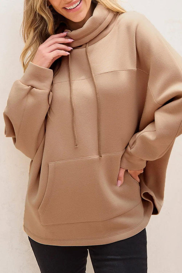 Drawstring Turtleneck Long Sleeve Sweatshirt - JOWLILI
