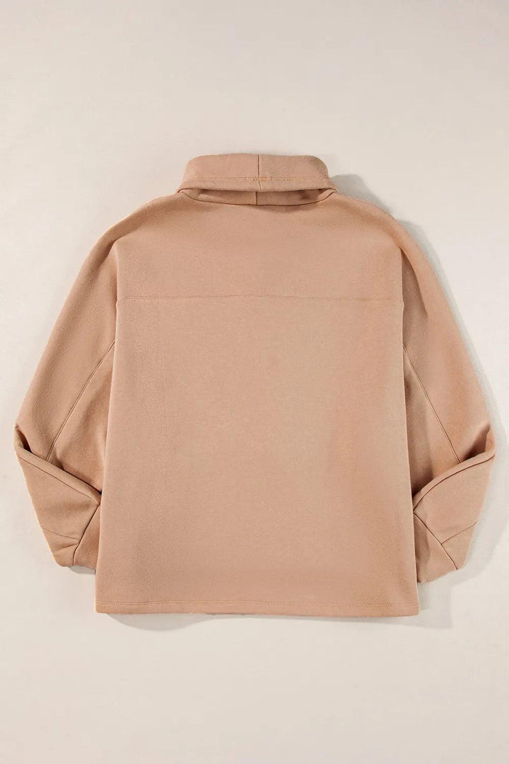 Drawstring Turtleneck Long Sleeve Sweatshirt - JOWLILI