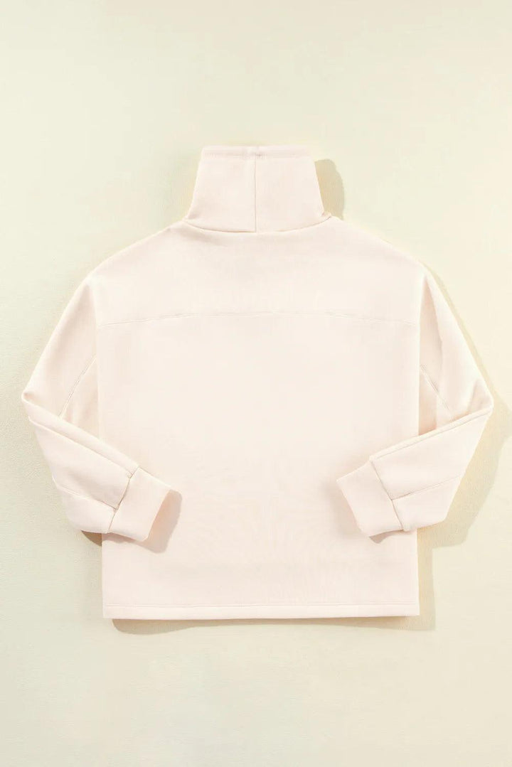 Drawstring Turtleneck Long Sleeve Sweatshirt - JOWLILI