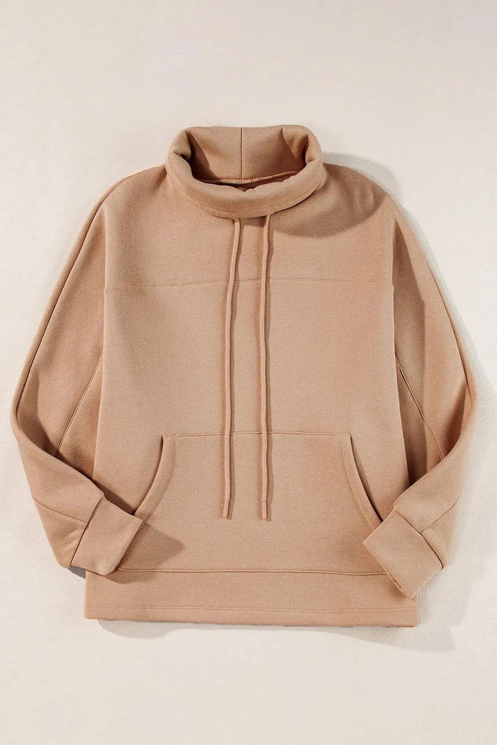 Drawstring Turtleneck Long Sleeve Sweatshirt - JOWLILI