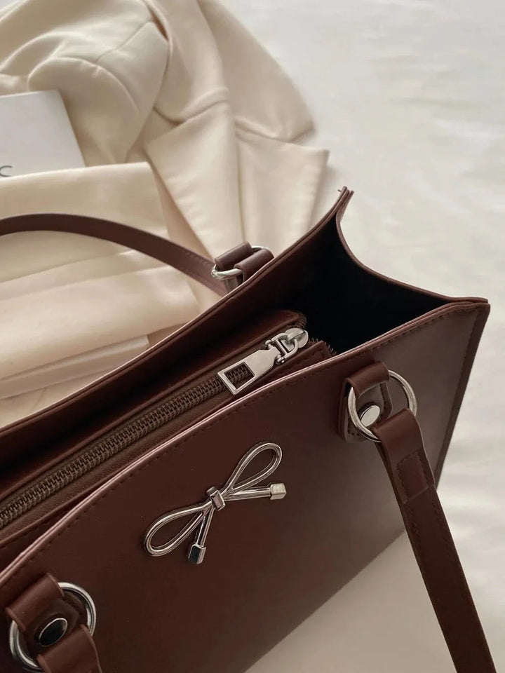 Elegant Bow PU Leather Shoulder Bag - JOWLILI