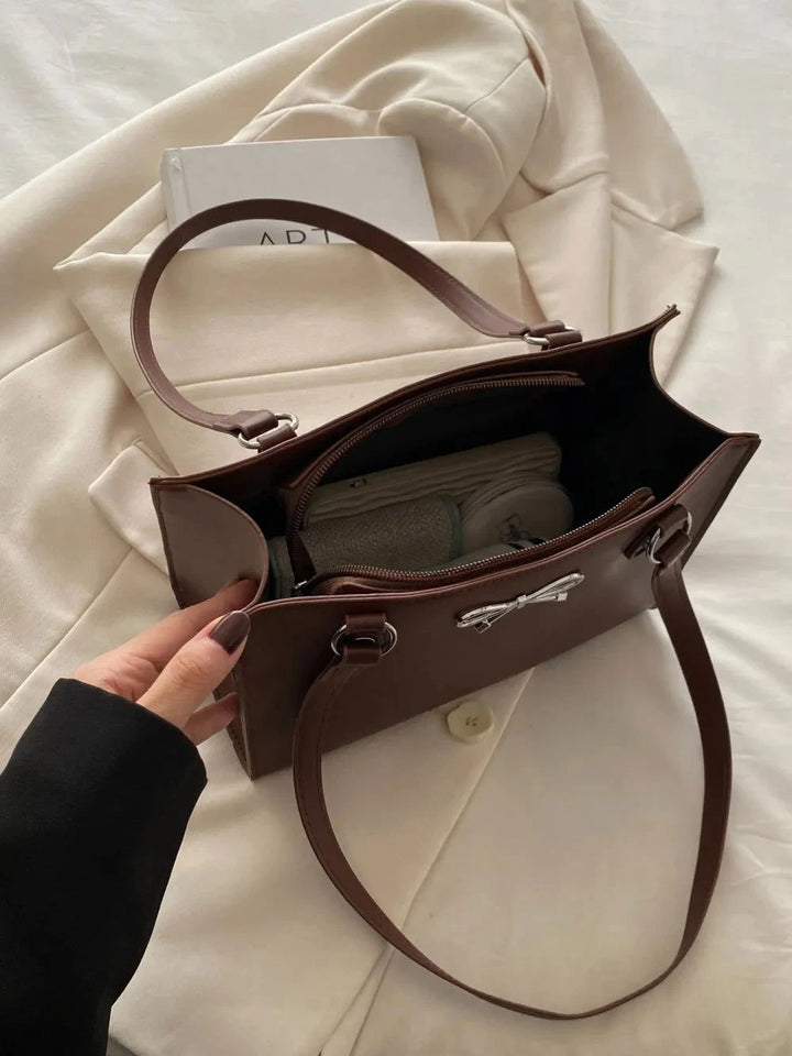 Elegant Bow PU Leather Shoulder Bag - JOWLILI