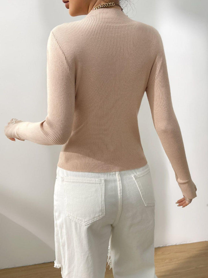 Elegant Knit Top with Lace Cuffs - JOWLILI