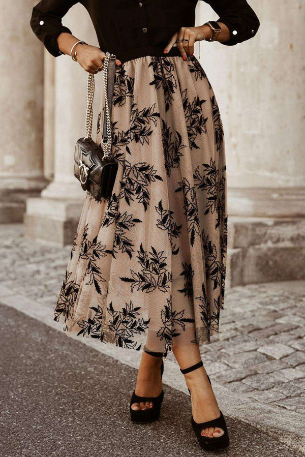 Embroidered High Waist Maxi Skirt - JOWLILI