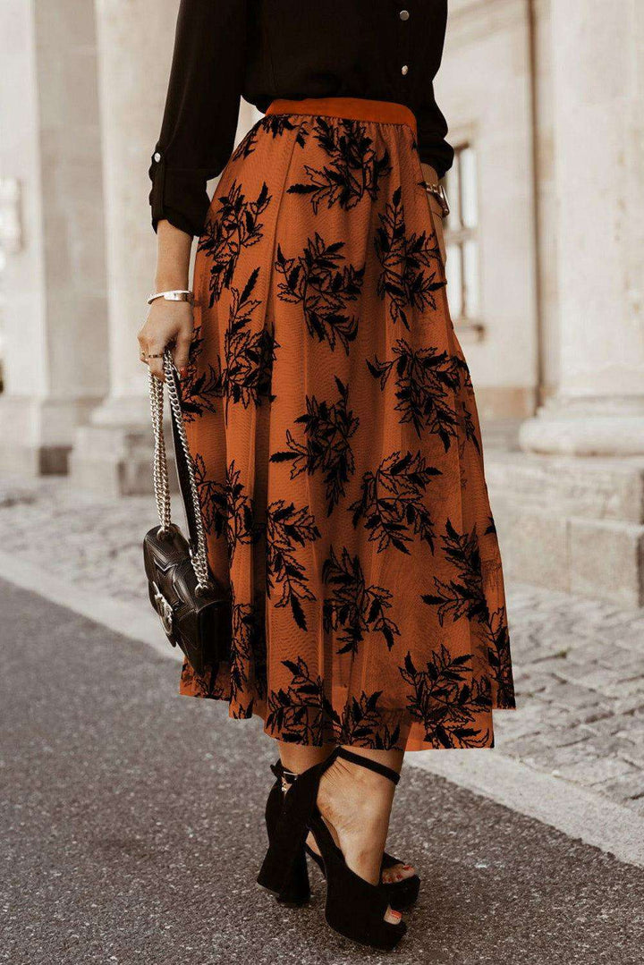 Embroidered High Waist Maxi Skirt - JOWLILI