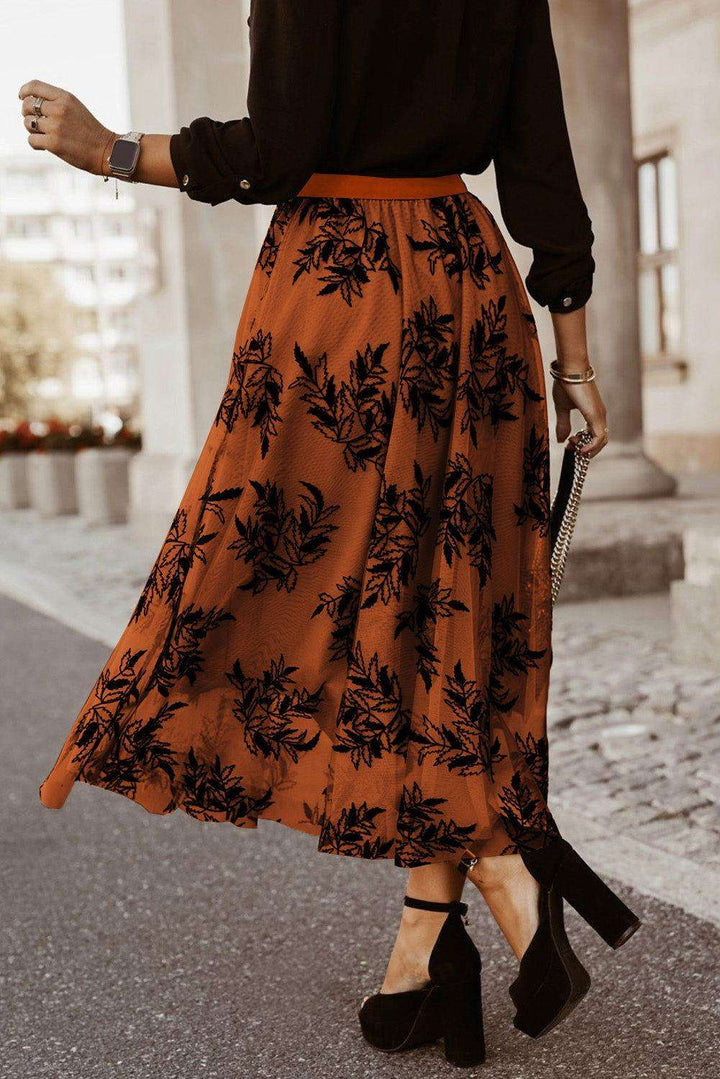 Embroidered High Waist Maxi Skirt - JOWLILI