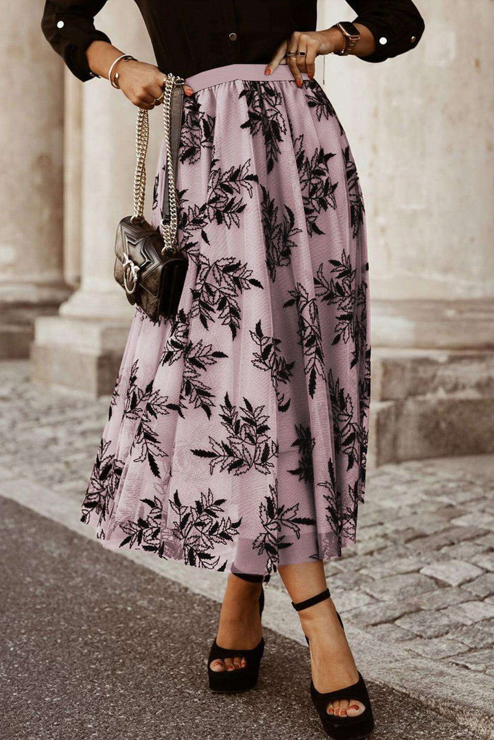 Embroidered High Waist Maxi Skirt - JOWLILI