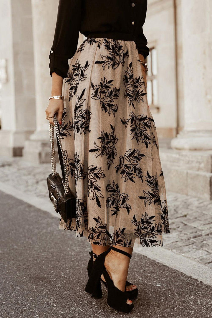 Embroidered High Waist Maxi Skirt - JOWLILI