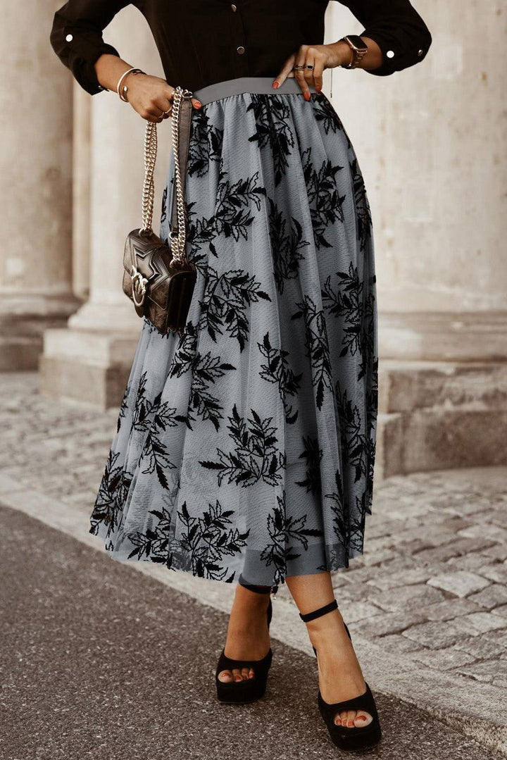 Embroidered High Waist Maxi Skirt - JOWLILI