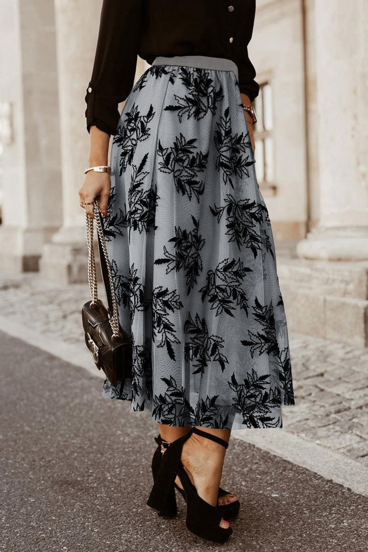 Embroidered High Waist Maxi Skirt - JOWLILI