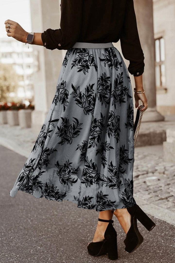 Embroidered High Waist Maxi Skirt - JOWLILI