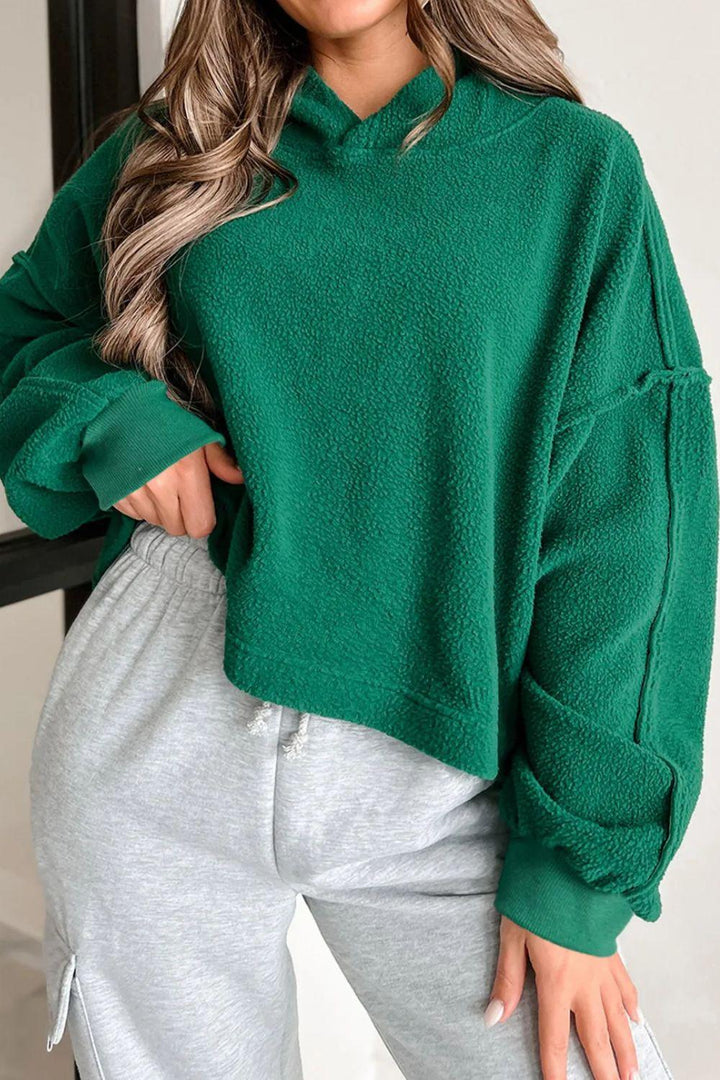 Exposed Seam Long Sleeve Hoodie - JOWLILI