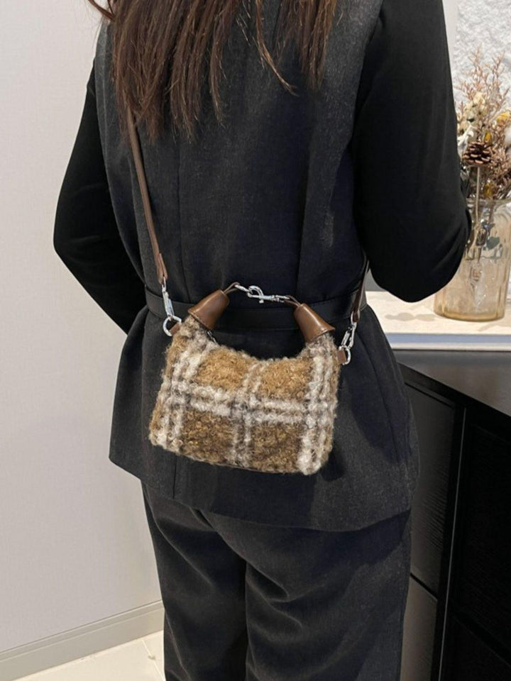 Fuzzy Polyester Mini Handbag with Zipper - JOWLILI