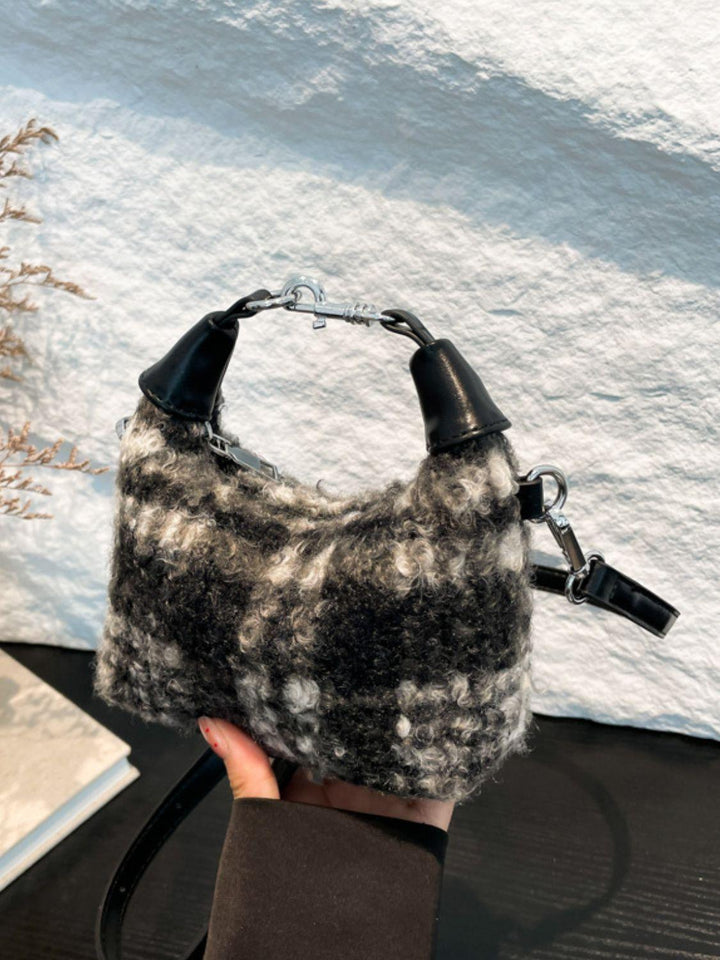 Fuzzy Polyester Mini Handbag with Zipper - JOWLILI