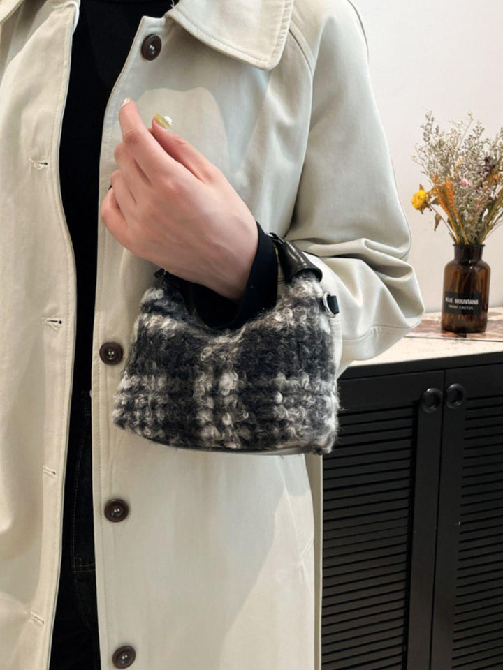 Fuzzy Polyester Mini Handbag with Zipper - JOWLILI