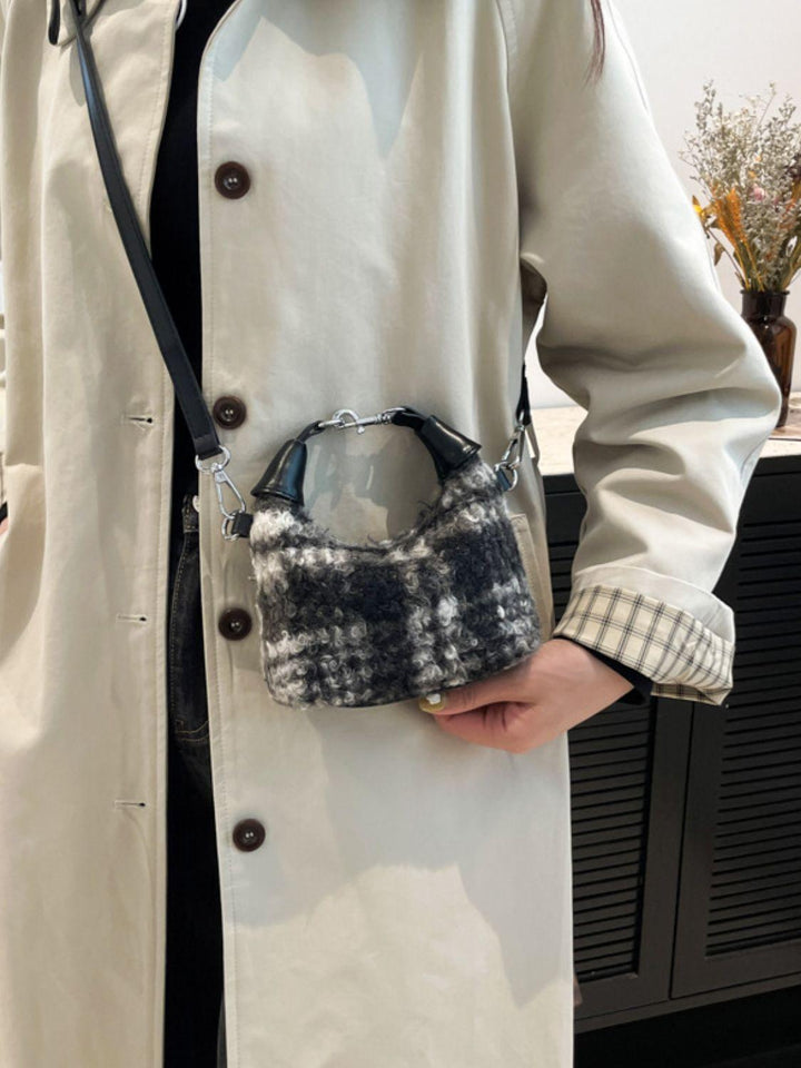 Fuzzy Polyester Mini Handbag with Zipper - JOWLILI