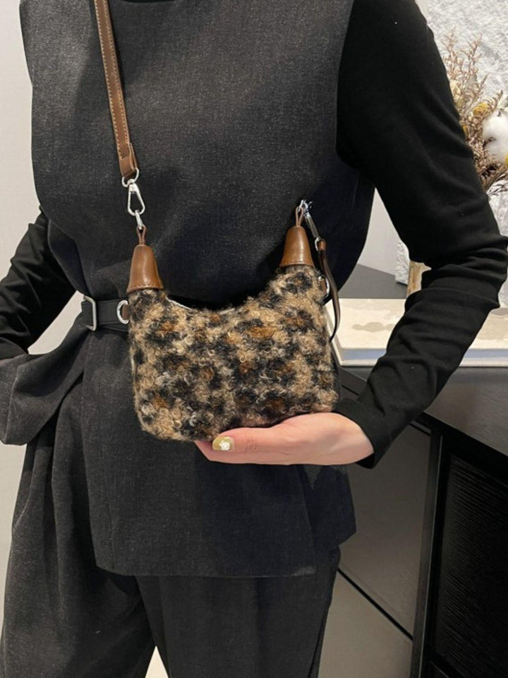 Fuzzy Polyester Mini Handbag with Zipper - JOWLILI