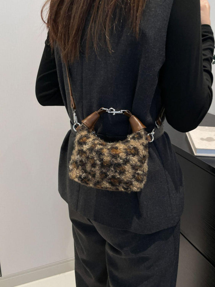 Fuzzy Polyester Mini Handbag with Zipper - JOWLILI