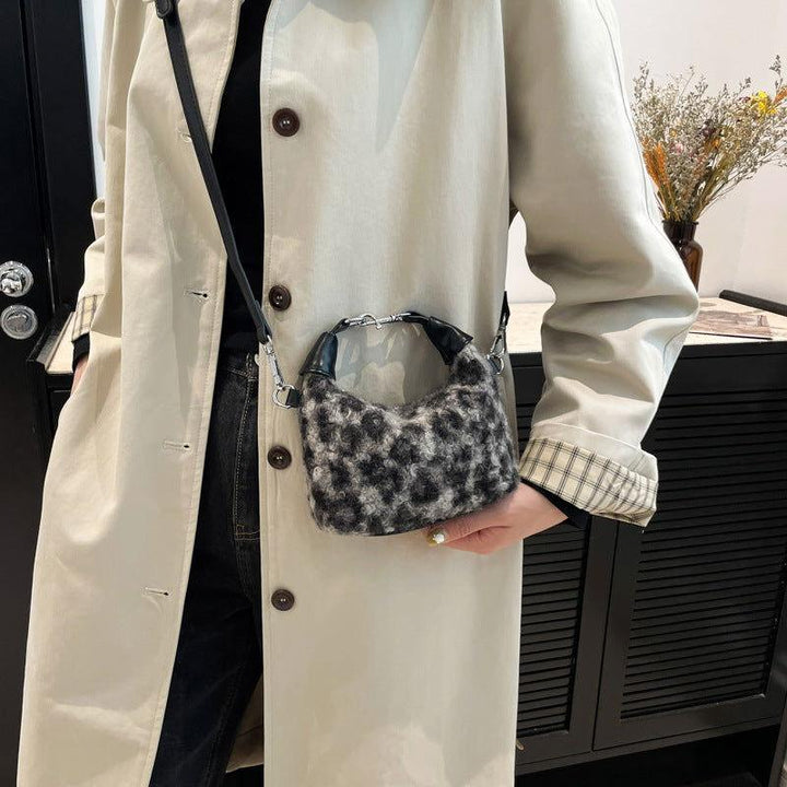 Fuzzy Polyester Mini Handbag with Zipper - JOWLILI
