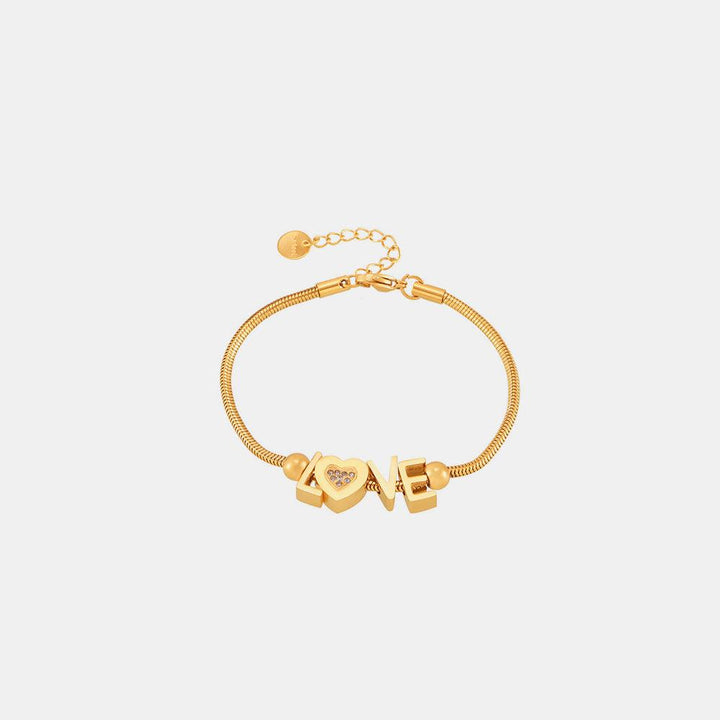 Gold-Plated Rhinestone Letter Bracelet - JOWLILI