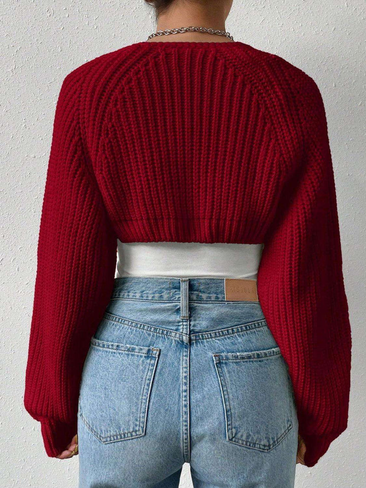 Honey Open Front Long Sleeve Cropped Cardigan - JOWLILI