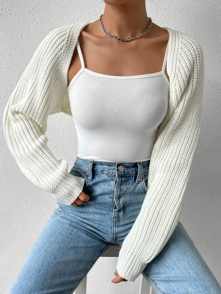 Honey Open Front Long Sleeve Cropped Cardigan - JOWLILI -  -  - Honey Open Front Long Sleeve Cropped Cardigan - JOWLILI - - #tag1#
