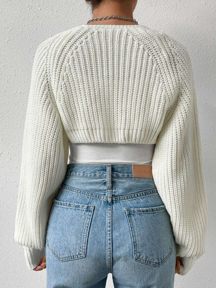 Honey Open Front Long Sleeve Cropped Cardigan - JOWLILI