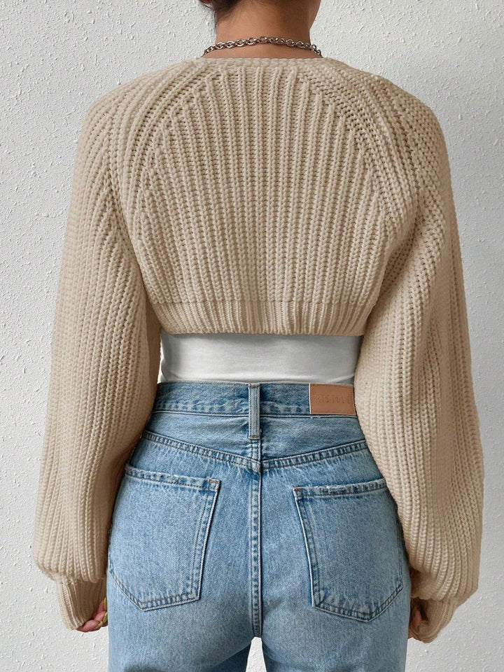Honey Open Front Long Sleeve Cropped Cardigan - JOWLILI