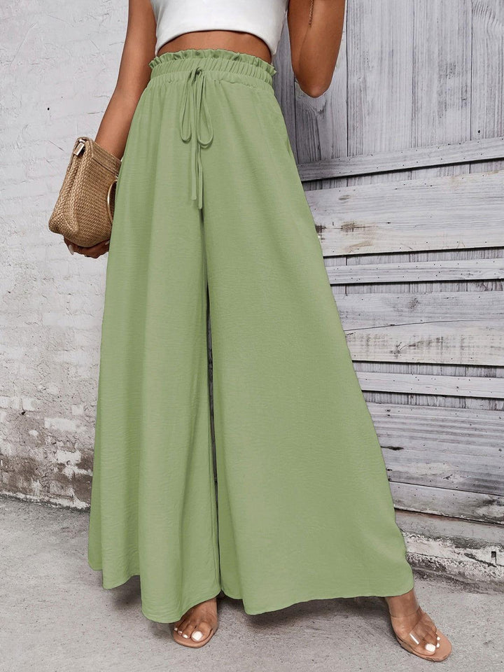 Honey Tied High Waist Wide Leg Pants - JOWLILI