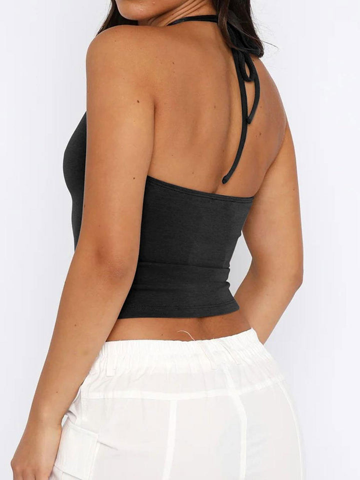 Lace Detail Halter Neck Cami - JOWLILI