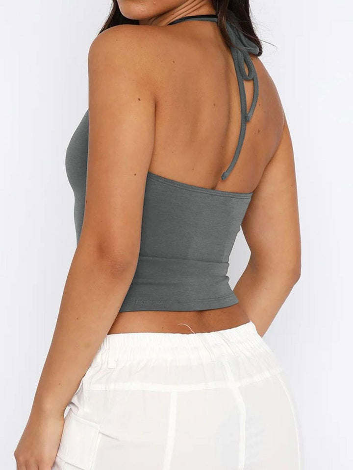Lace Detail Halter Neck Cami - JOWLILI