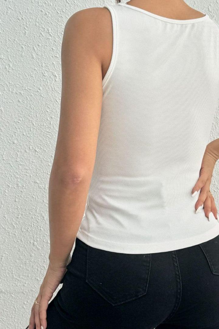 Lace Detail Square Neck Wide Strap Tank - JOWLILI
