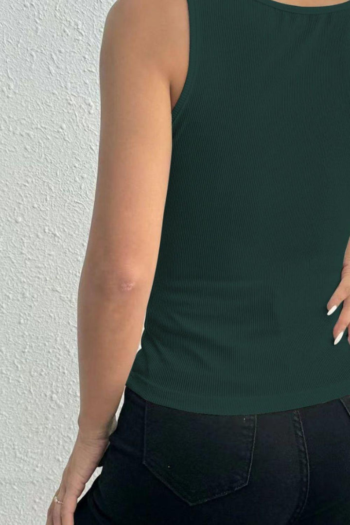 Lace Detail Square Neck Wide Strap Tank - JOWLILI