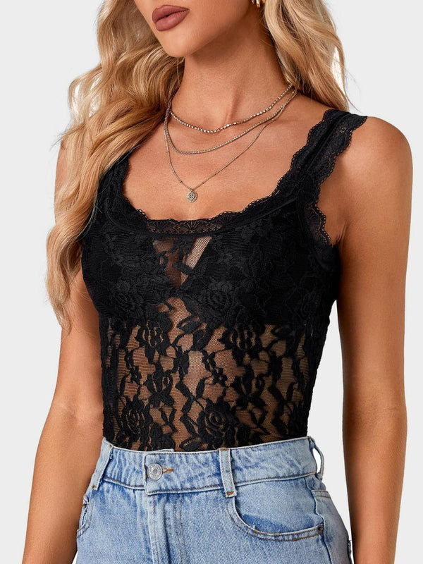 Lace Scoop Neck Tank - JOWLILI -  - JOWLILI - Lace Scoop Neck Tank - JOWLILI - - #tag1#