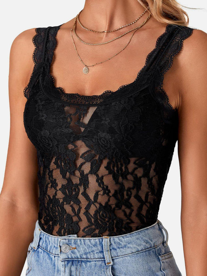 Lace Scoop Neck Tank - JOWLILI -  -  - Lace Scoop Neck Tank - JOWLILI - - #tag1#