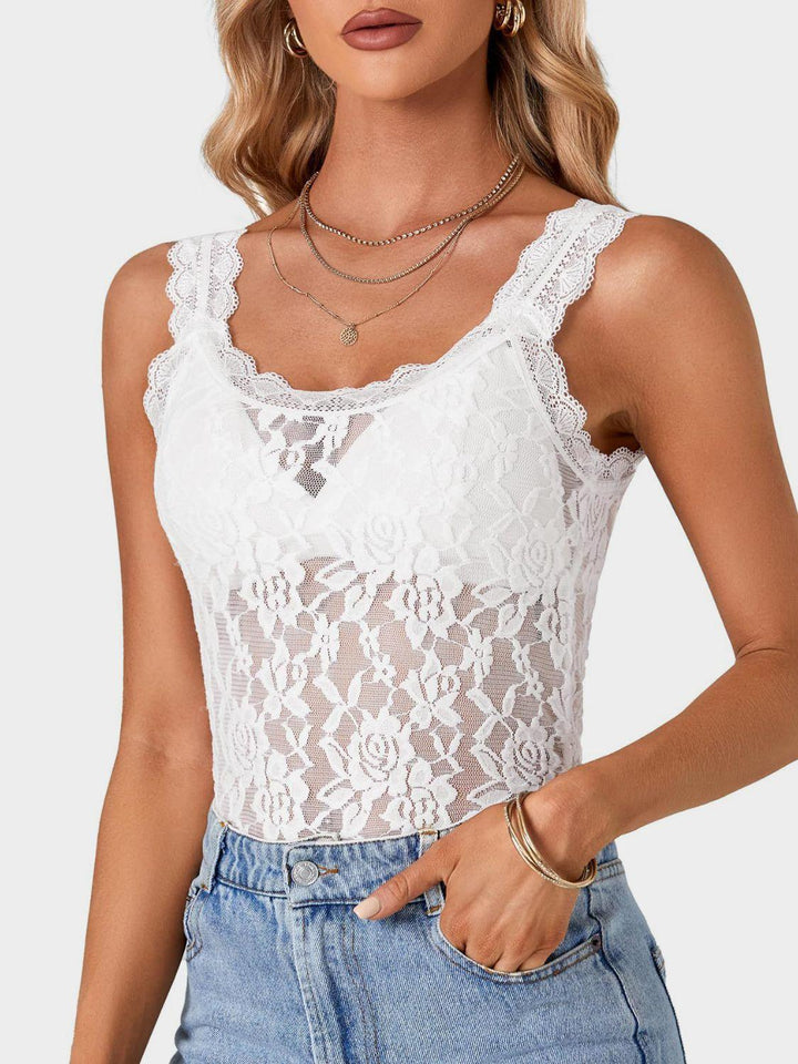 Lace Scoop Neck Tank - JOWLILI -  -  - Lace Scoop Neck Tank - JOWLILI - - #tag1#