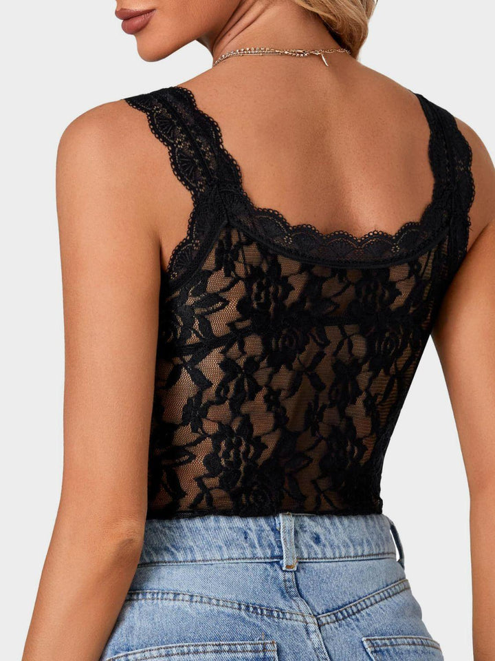 Lace Scoop Neck Tank - JOWLILI