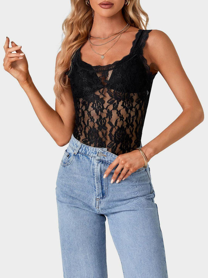 Lace Scoop Neck Tank - JOWLILI