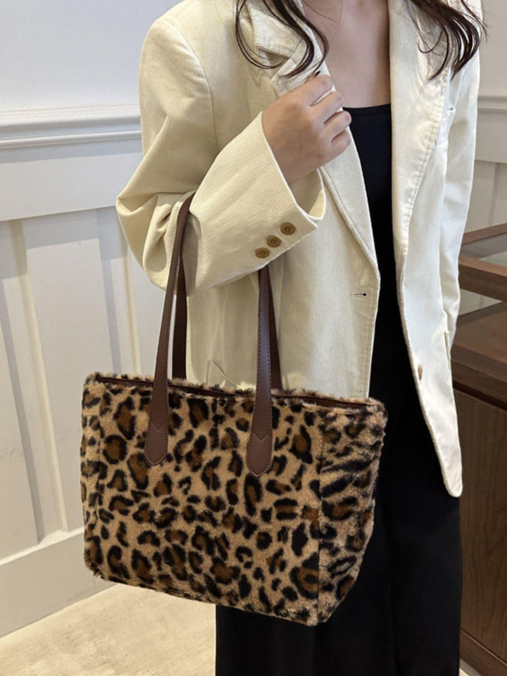 Leopard Fluff Tote Bag - JOWLILI -  -  - Leopard Fluff Tote Bag - JOWLILI - - #tag1#