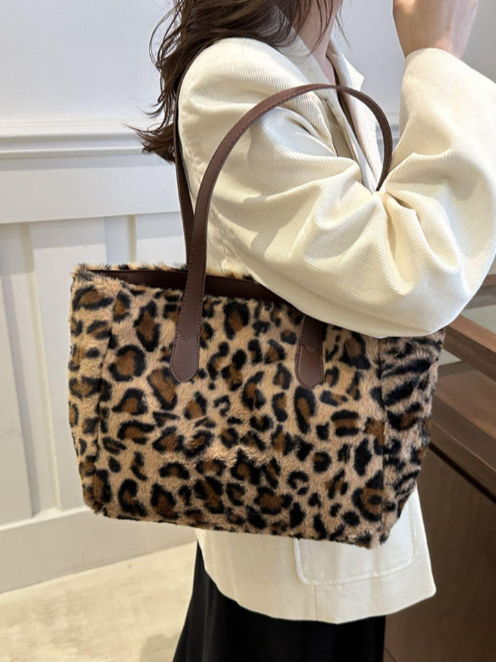 Leopard Fluff Tote Bag - JOWLILI -  -  - Leopard Fluff Tote Bag - JOWLILI - - #tag1#