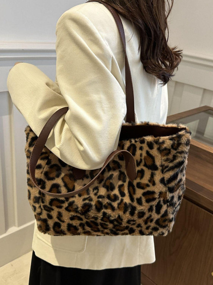 Leopard Fluff Tote Bag - JOWLILI -  -  - Leopard Fluff Tote Bag - JOWLILI - - #tag1#