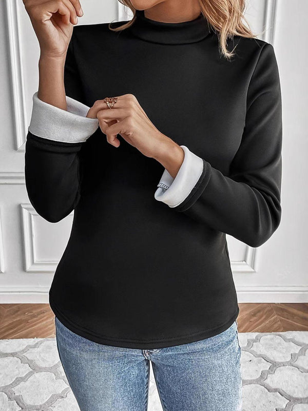 Mock Neck Long Sleeve T-Shirt - JOWLILI