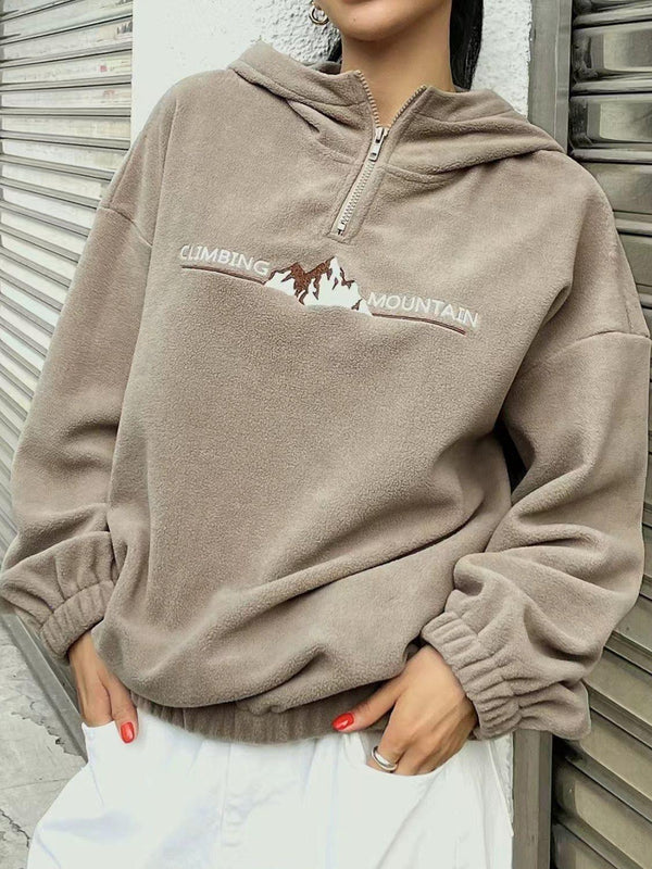 Mountain Quarter Zip Long Sleeve Hoodie - JOWLILI