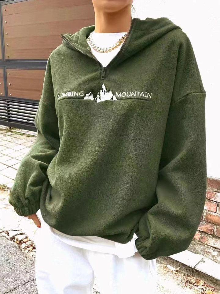 Mountain Quarter Zip Long Sleeve Hoodie - JOWLILI