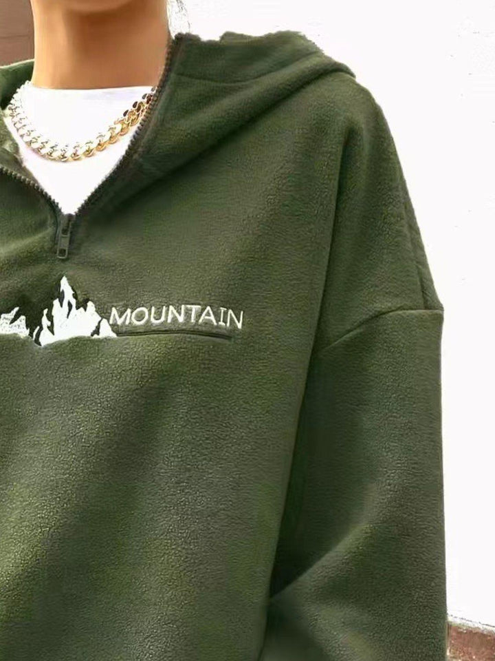 Mountain Quarter Zip Long Sleeve Hoodie - JOWLILI