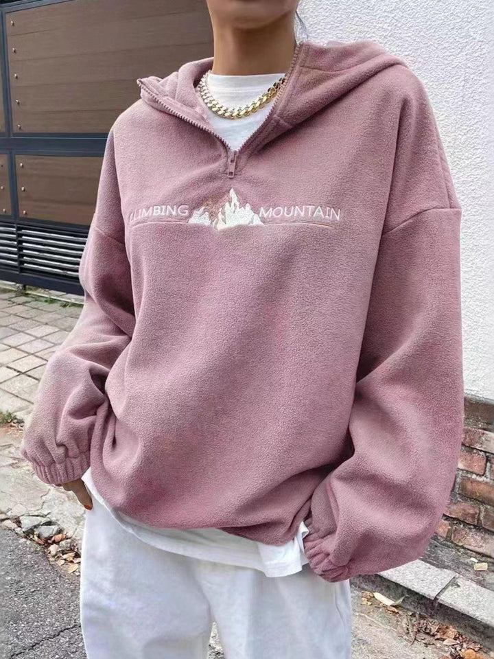 Mountain Quarter Zip Long Sleeve Hoodie - JOWLILI