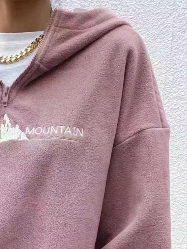 Mountain Quarter Zip Long Sleeve Hoodie - JOWLILI