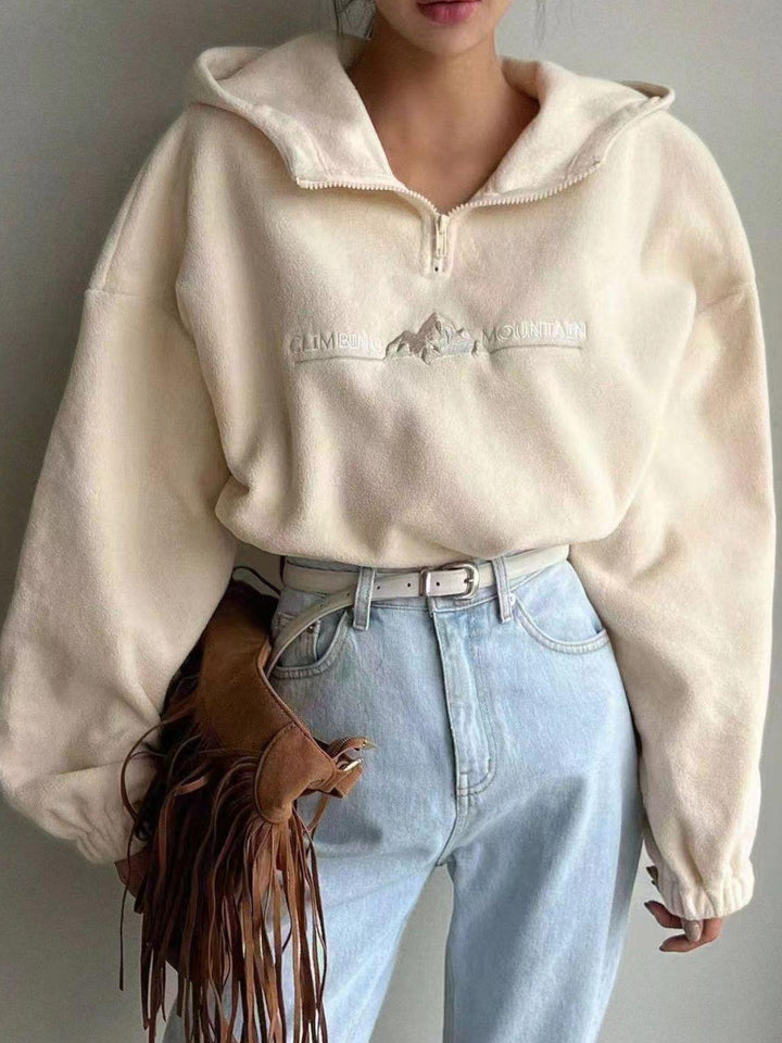 Mountain Quarter Zip Long Sleeve Hoodie - JOWLILI