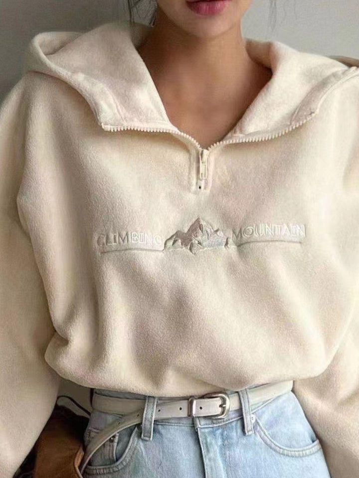 Mountain Quarter Zip Long Sleeve Hoodie - JOWLILI