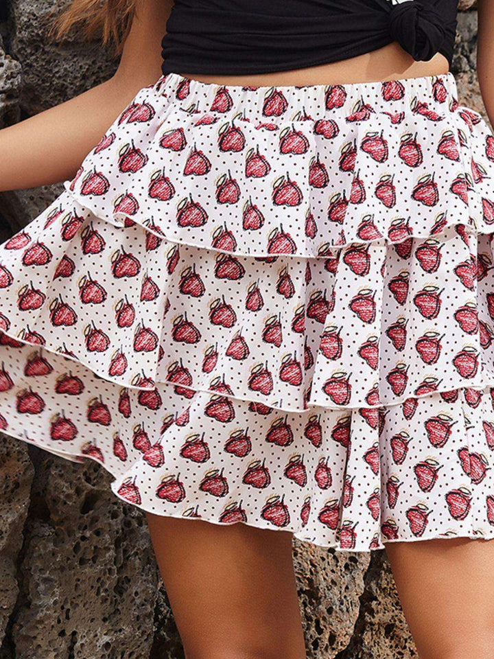 Perfee Layered Printed Mini Skirt - JOWLILI